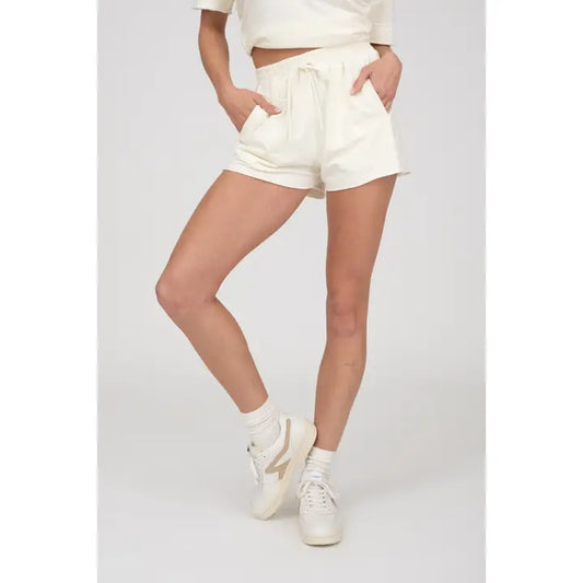 Raw Edge Mini Shorts Ivory