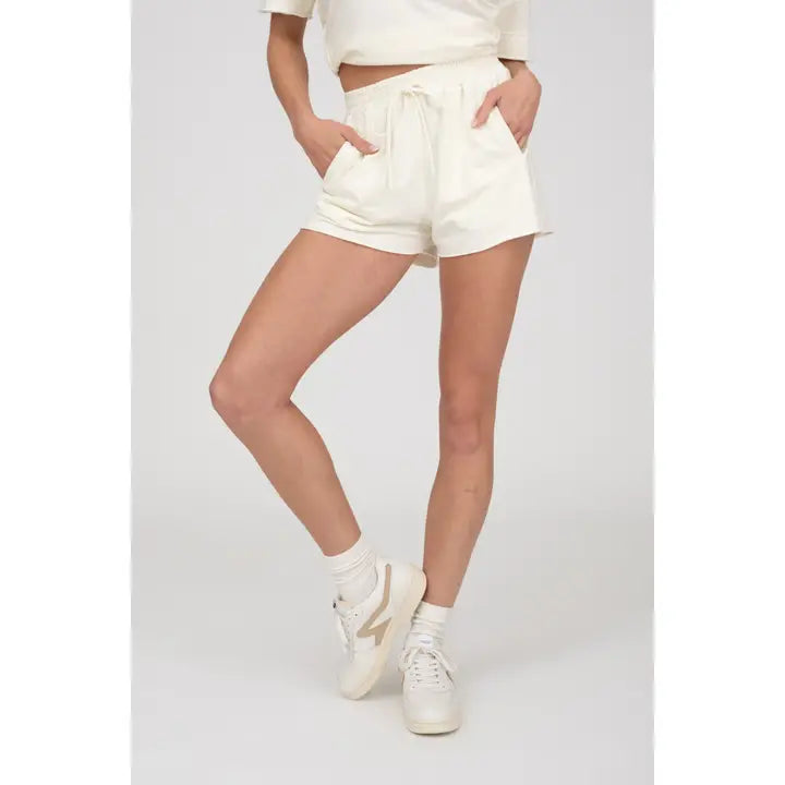 Raw Edge Mini Shorts Ivory