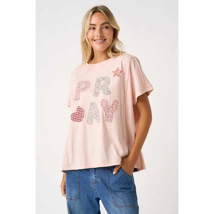 Blush Patchwork Pray Top