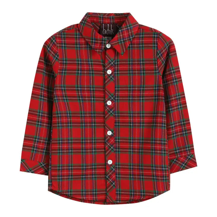 Red & Green Tartan Button Down Shirt