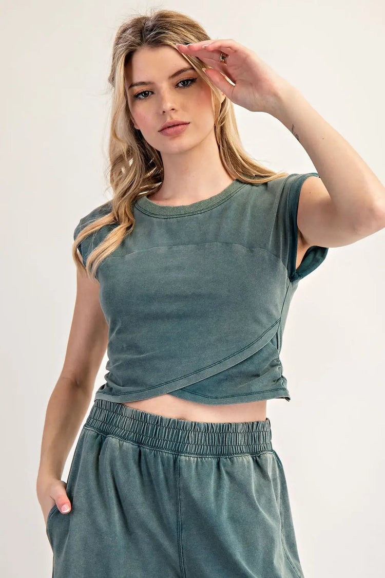 Washed Free Wrap Top