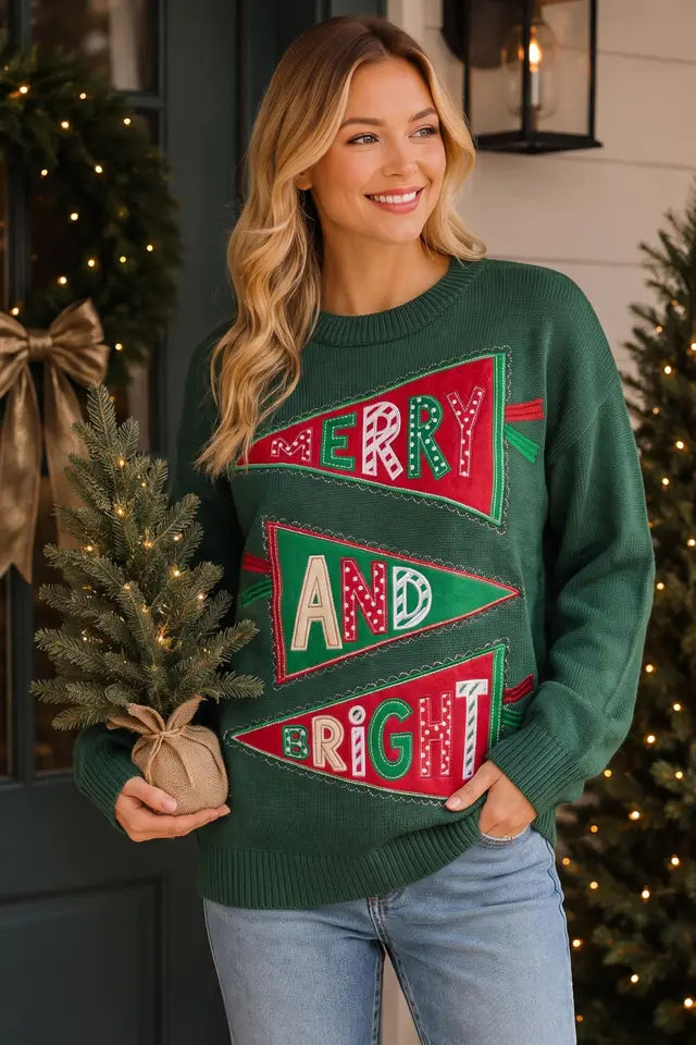 Merry & Bright Pennant Sweater