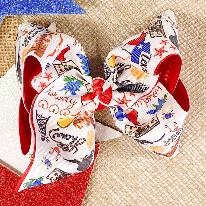 Texas Print Embroidered Bow