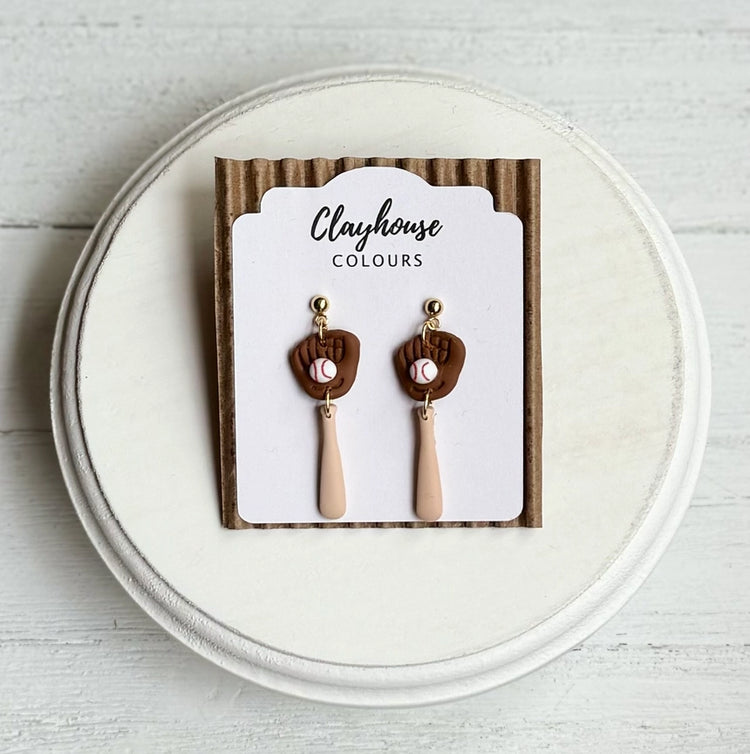 Clay Baseball Earrings