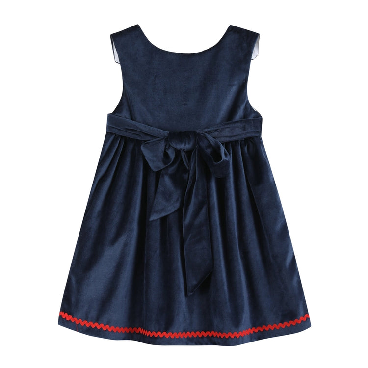 Navy Blue Velvet Santa Dress
