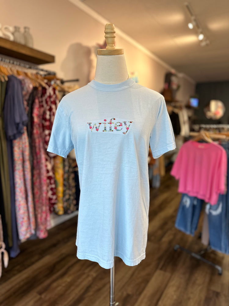 WIFEY Embroidered Floral Tee