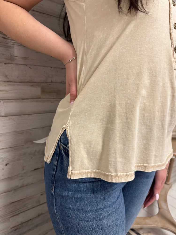 Henley Khaki Tank