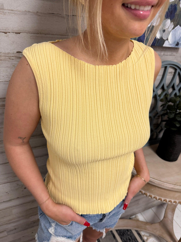 Custard Ribbed Top