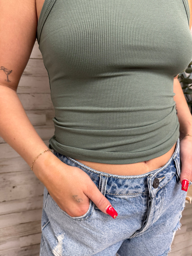 Basic Jackie Tank - Moss Green