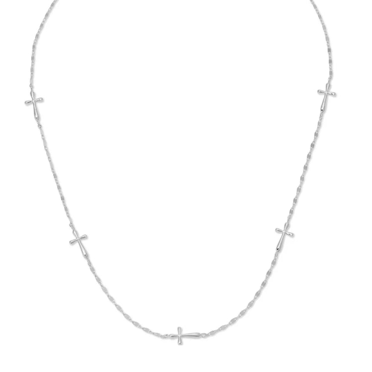 Silver Bubble Cross Necklace