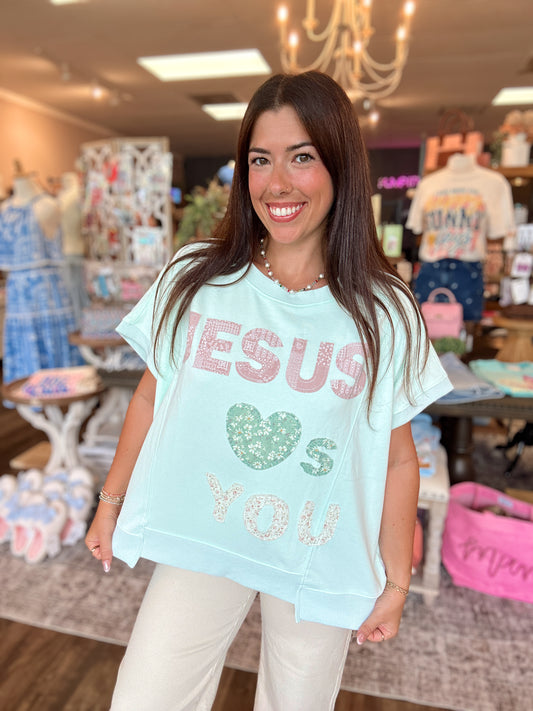 Jesus Loves You Patchwork Tee