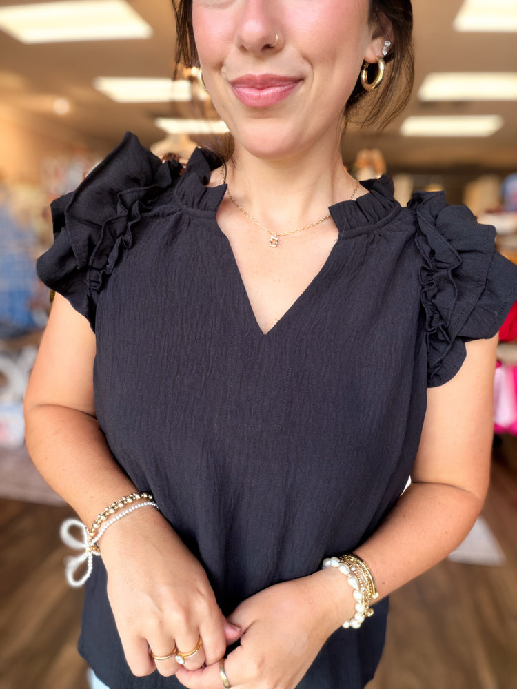 Black Dahlia Ruffle Top