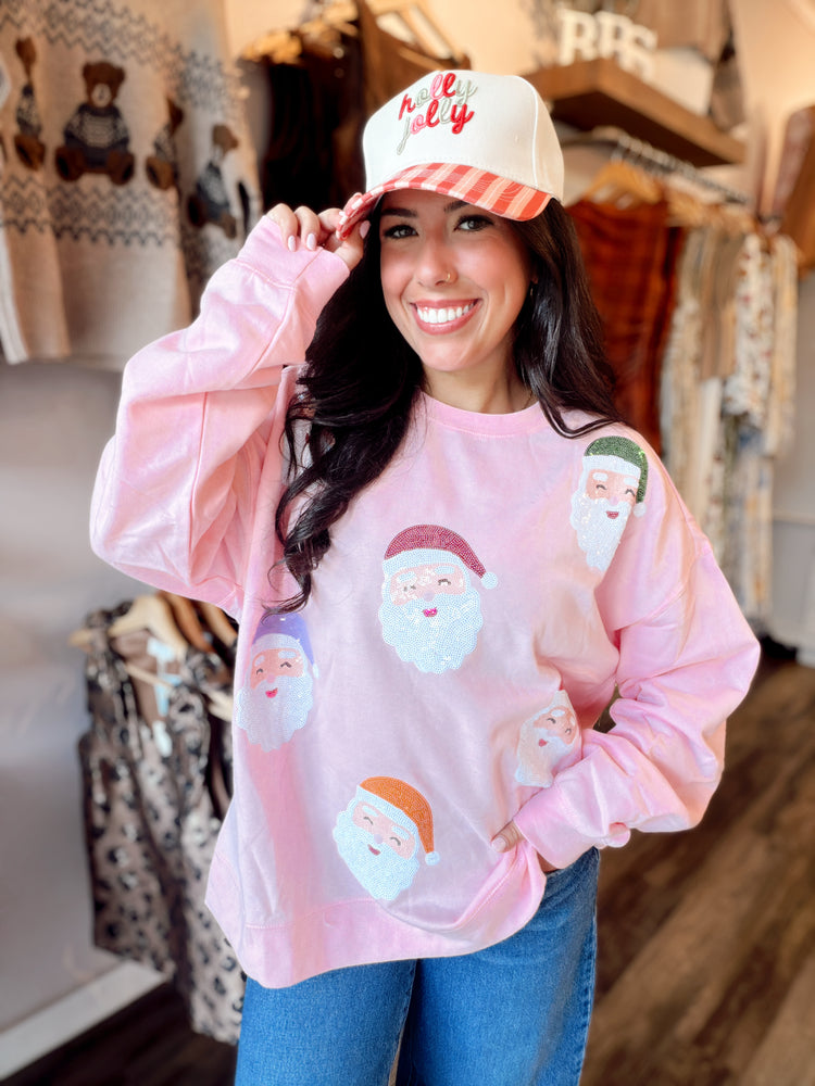 Sparkle Blush Santa Pullover