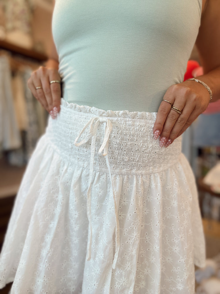 Eyelet Lane Mini Skirt