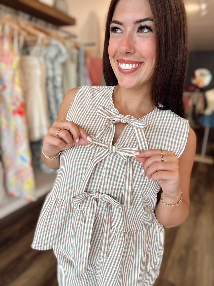 Mocha Stripe Tie Set