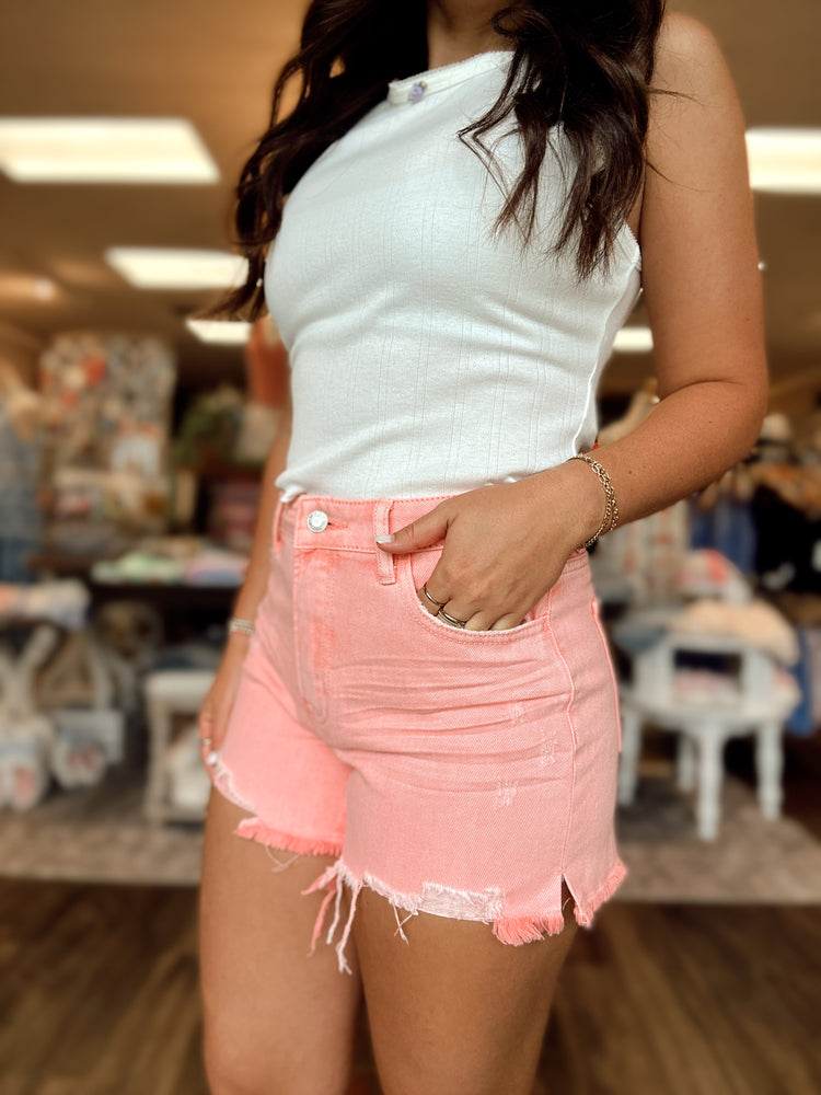Pink Frayed Short