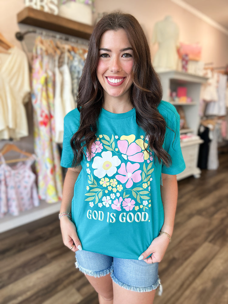 God Is Good Floral Tee