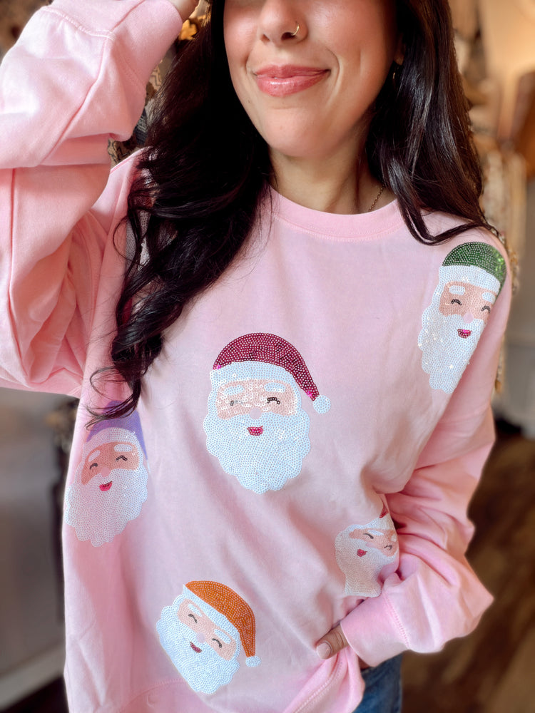 Sparkle Blush Santa Pullover