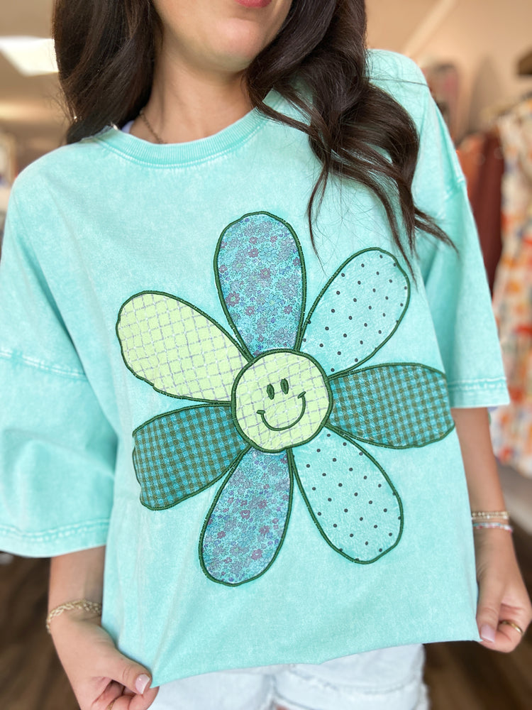 Seafoam Smiley Oversized Tee