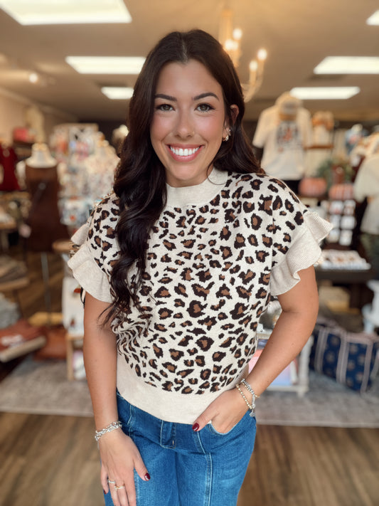 Ruffled Leopard Sweater