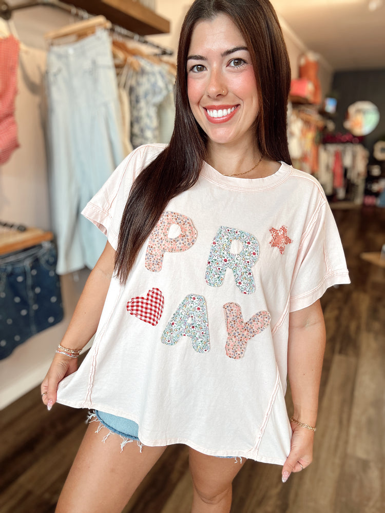 Blush Patchwork Pray Top
