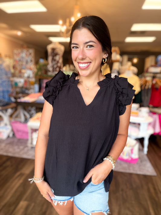 Black Dahlia Ruffle Top