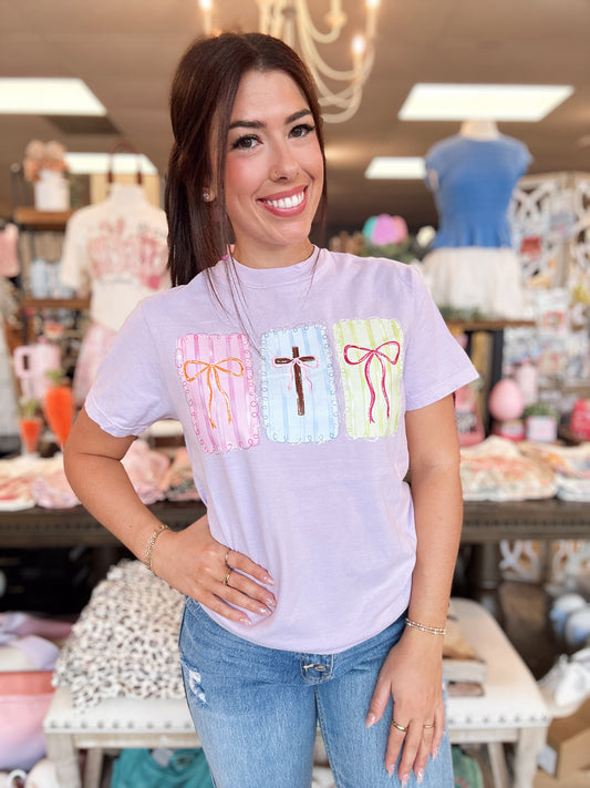 Lavender Crosses & Ribbons Tee