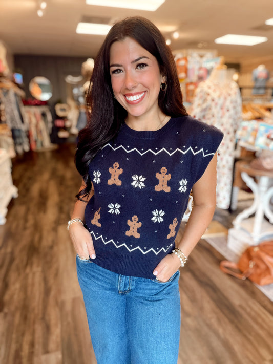 Navy Gingerbread Top