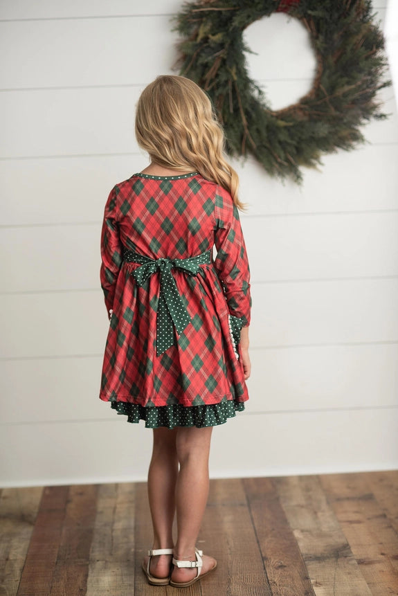 Red & Green Plaid Ruffle Dress