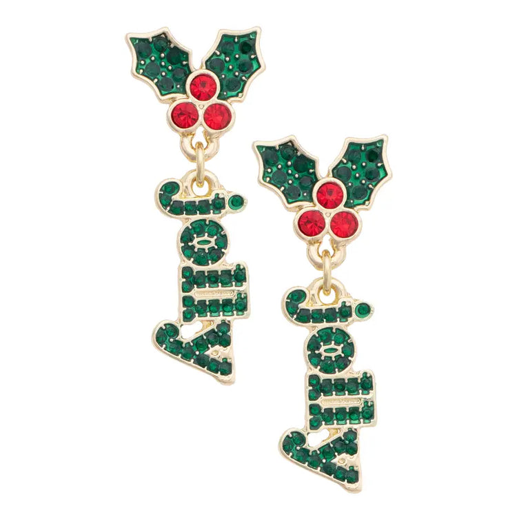 Holly Jolly Pave Mistletoe in Earrings in Green & Red