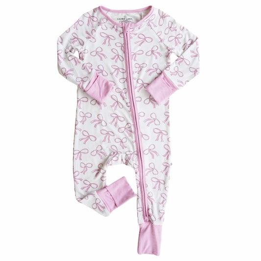 Blushing Bows Zip Footie