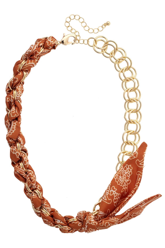 Maddie Burnt Orange Scarf Necklace