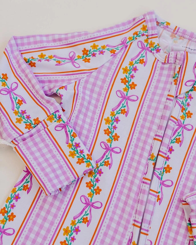 Spring Gingham Zip Footie