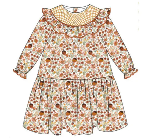 Fall Acorn Smocked Dress