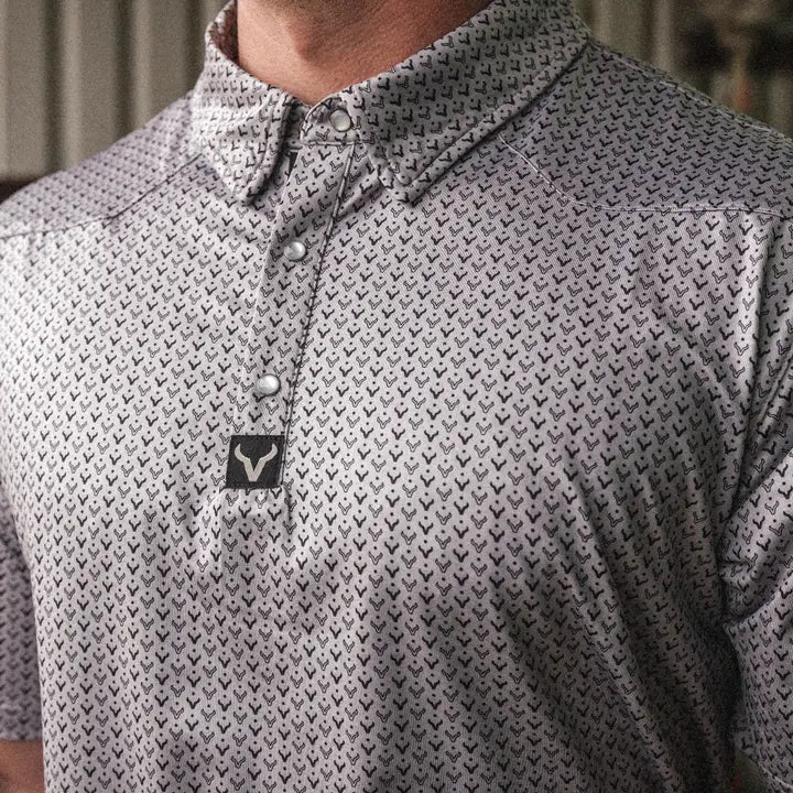 Western Pearl Snap Polo - Icon Silver