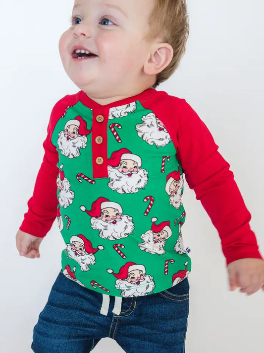 Joyful Santa Henley Tee