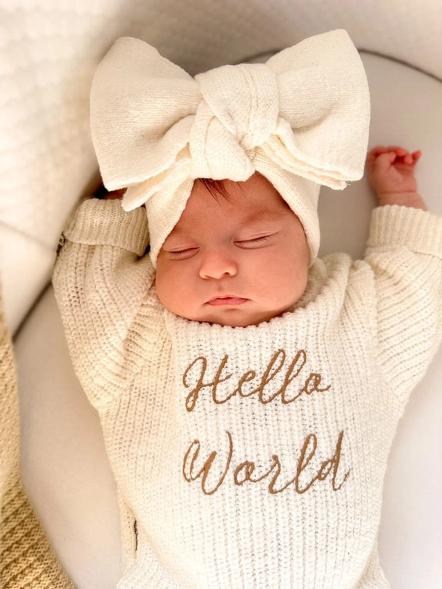 Knit Bow Headband - Cloud