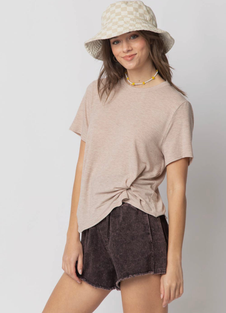 Twisted Hem Top (Taupe)