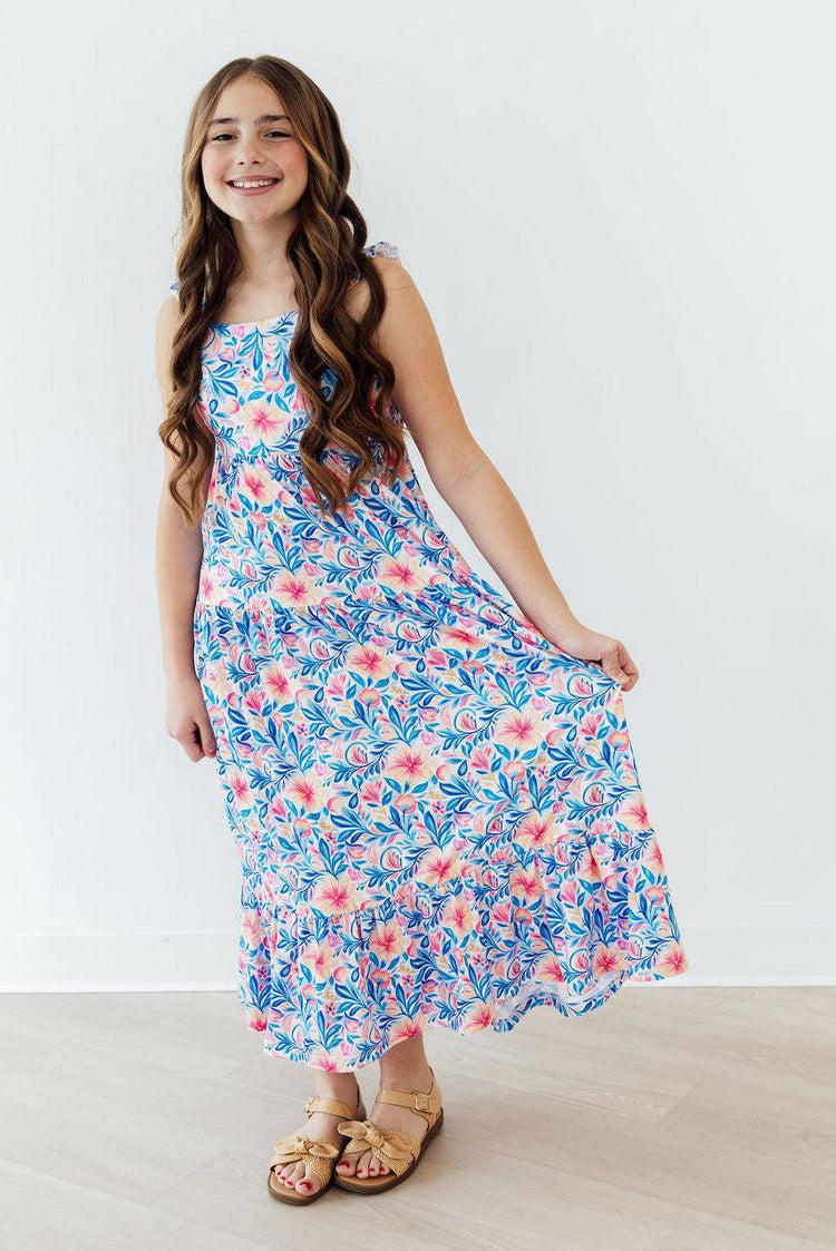 Watercolor Floral Ruffle Criss Cross Dress
