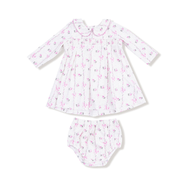 Dainty Bows Collar Dress W/ Diaper Cover