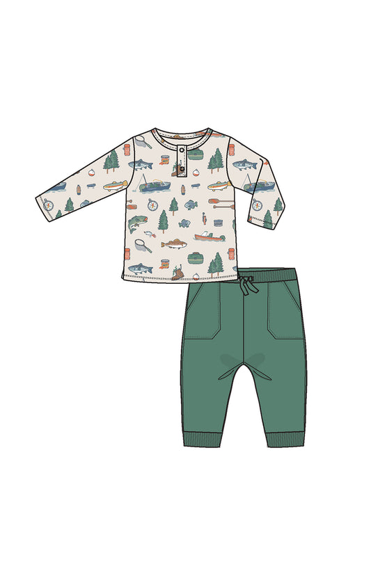 Fishing Things Henley Waffle Jogger
