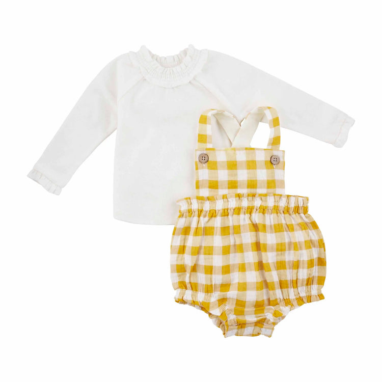 Mud Pie - Mustard Check Romper