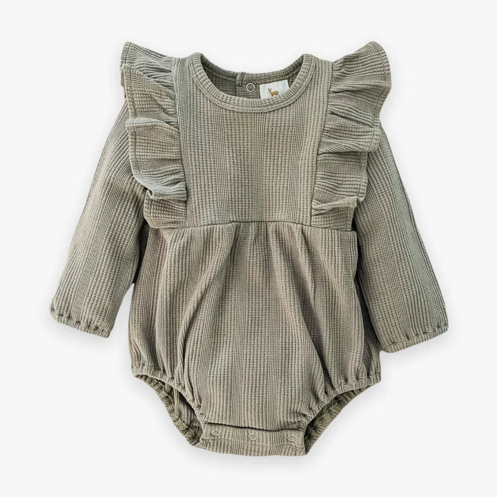 Velvet Fawn Waffle Knit Olive Green Bubble