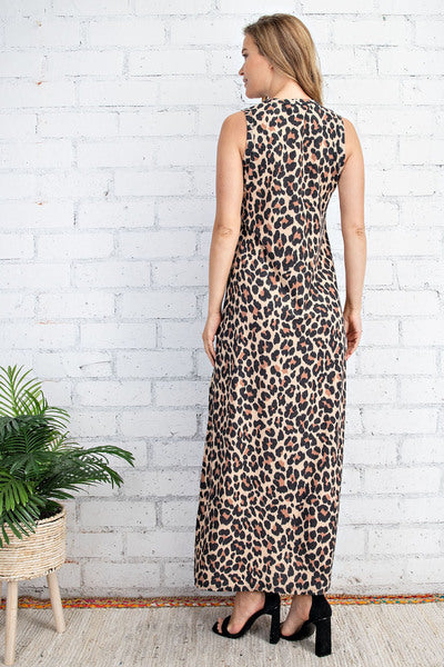 Cream Leopard Long Dress