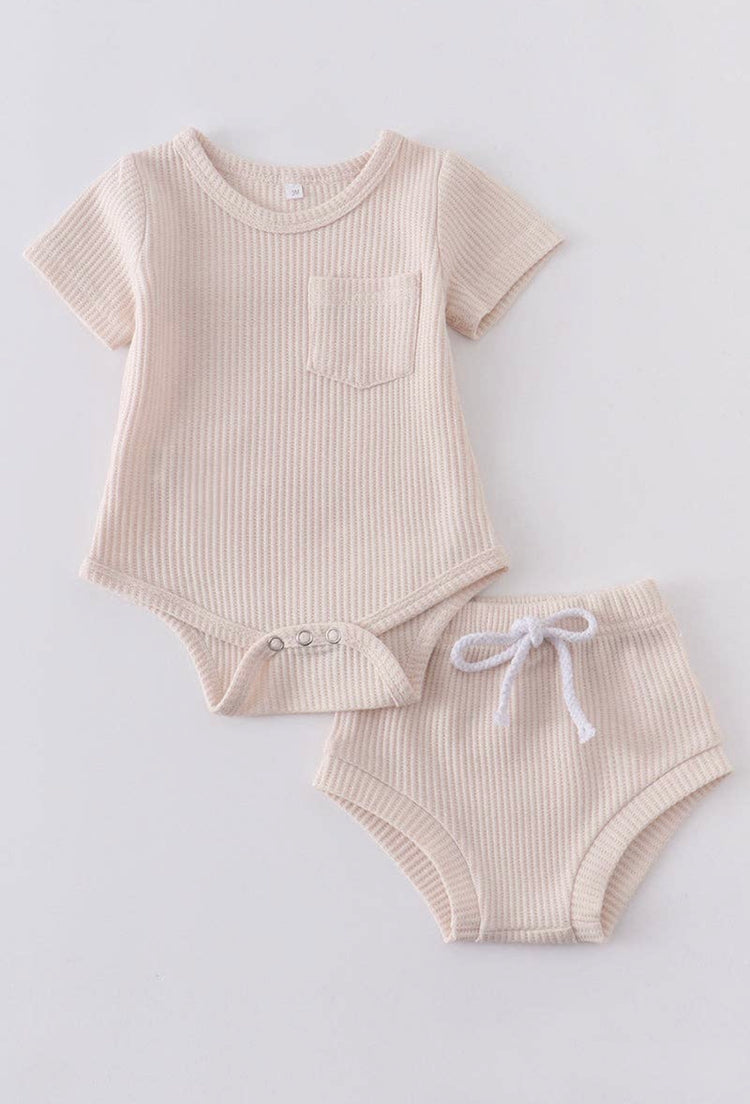 Ribbed Baby Set - Beige