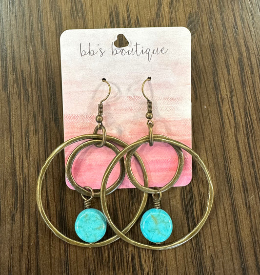 Turquoise & Gold Dangles